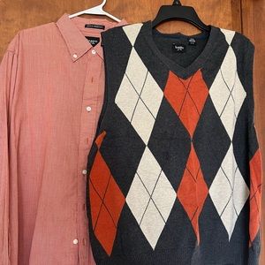 Haggar Shirt & Sweater Vest Combo - XL - EUC - Will Sell Items Separately